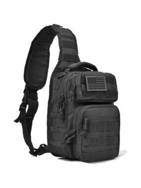 Tactical Sling Backpack Small EDC Shoulder Bag for Travel Range Hiking Black